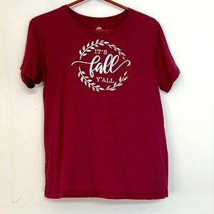 🌞 Positive Tees maroon short sleeve jewel neck  it’s Fall Y’all graphic M